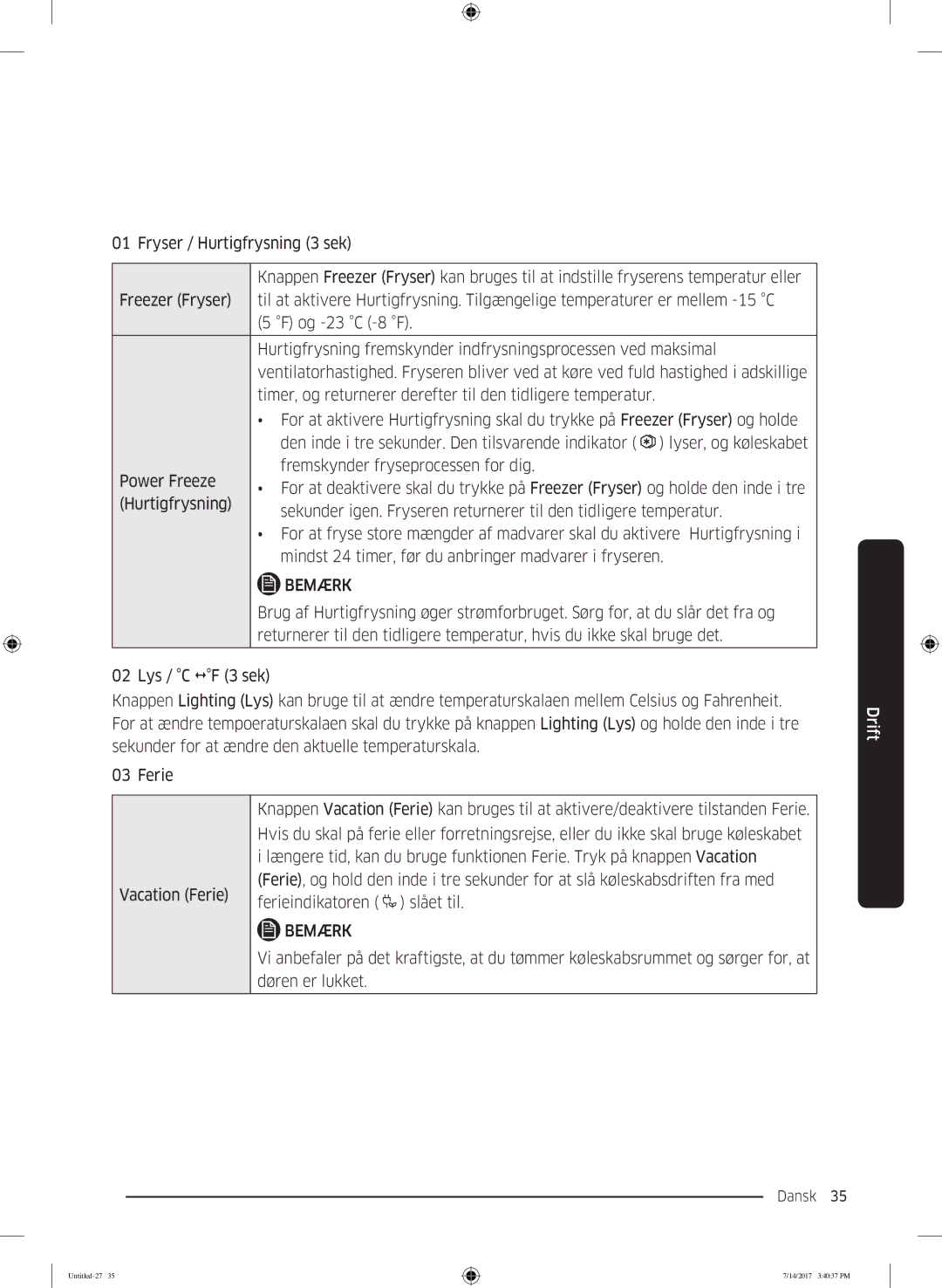 Samsung RH58K6697SL/EE manual Dansk 35  